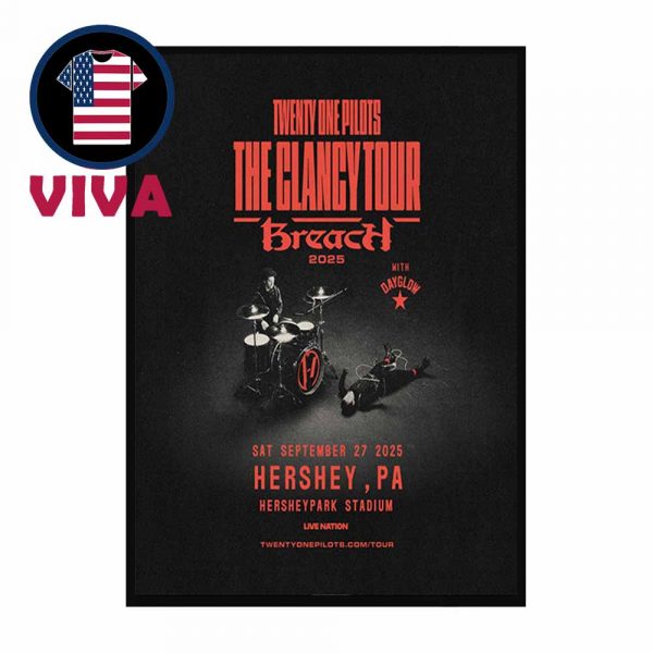 Twenty One Pilots Hersheypark Stadium 2025 Hershey PA Breach The Clancy Tour Home Decor Poster Canvas