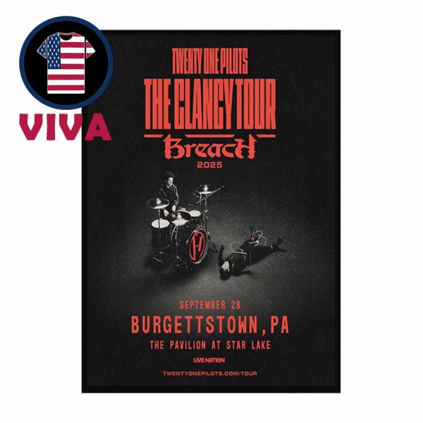 Twenty One Pilots The Pavillion At Star Lake 2025 Burgettstown PA Breach The Clancy Tour Home Decor Poster Canvas