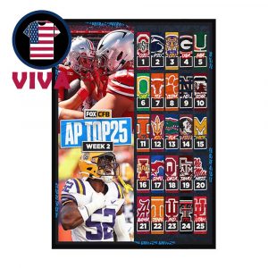 Week 2 AP TOP 25 College Football 2025 Rankings Home Decor Poster Canvas