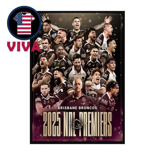 Brisbane Broncos National Rugby League NRL Premiers Champions 2025 Home Decor Poster Canvas