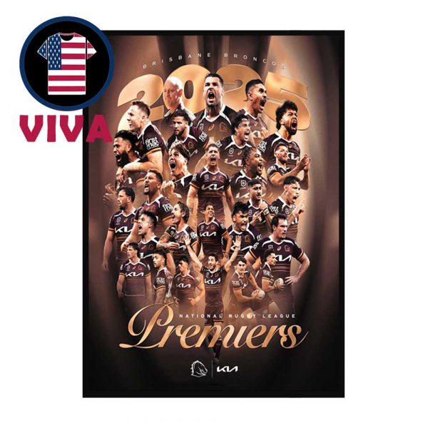 Brisbane Broncos National Rugby League Premiers Champions 2025 Home Decor Poster Canvas