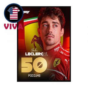 Charles Leclerc 50th Podium F1 2025 Home Decor Poster Canvas