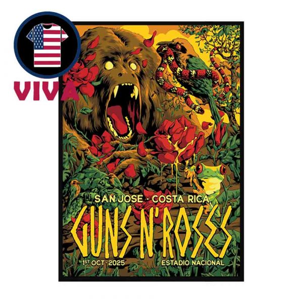 Guns N’ Roses Costa Rica 2025 San Jose Estadio Nacional October 1st Home Decor Poster Canvas