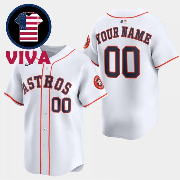 Houston Astros White Home Limited MLB Nike Custom Jersey