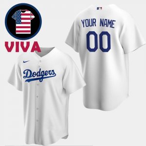 Los Angeles Dodgers MLB White Home Replica Custom Nike Jersey