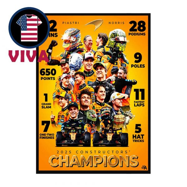 McLaren F1 Team 2025 Constructors Champions Home Decor Poster Canvas