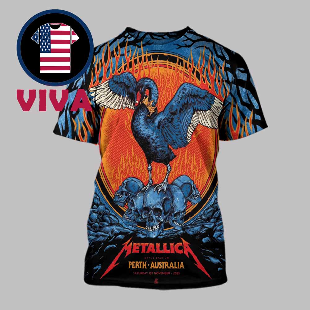 Metallica Perth 2025 Optus Stadium Australia On November 1st Pop Up All Over Print T-Shirt Metallica Perth 2025 Optus Stadium Australia On November 1st Pop Up All Over Print T-Shirt