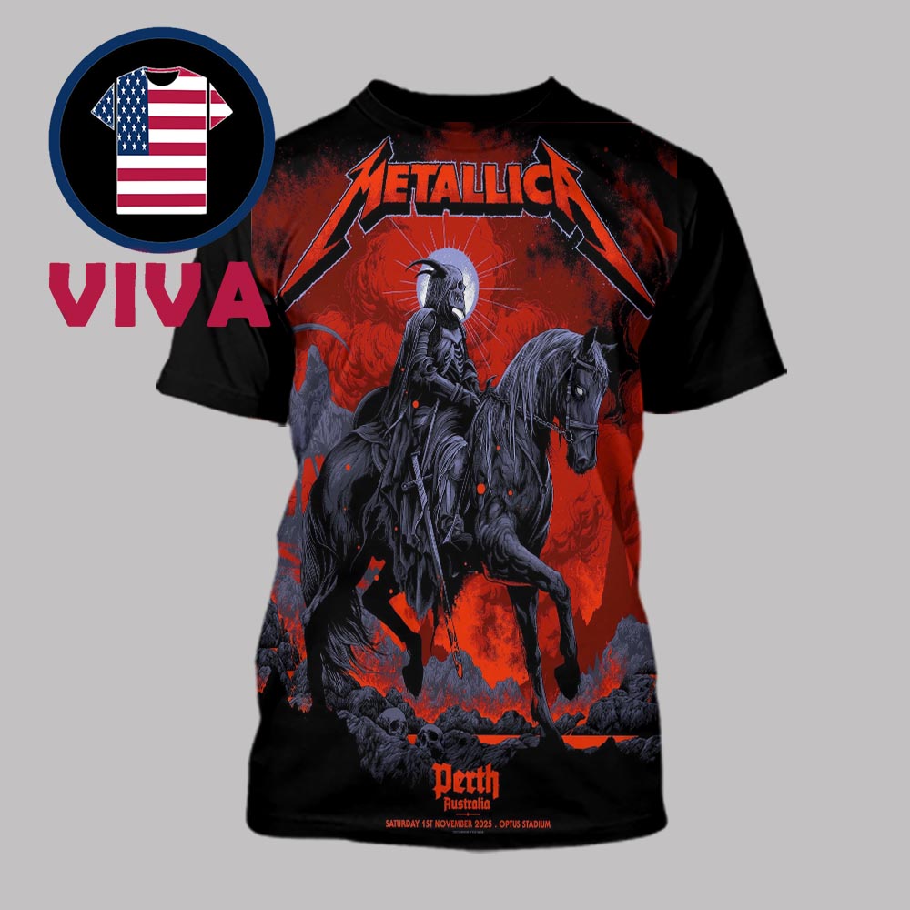 Metallica Perth 2025 Optus Stadium On November 1st All Over Print T-Shirt Metallica Perth 2025 Optus Stadium On November 1st All Over Print T-Shirt