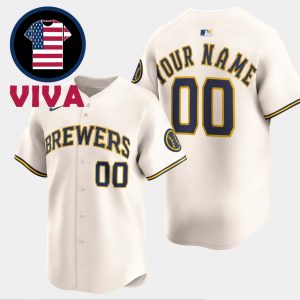 Milwaukee Brewers Nike Cream Home Limited Custom Jersey