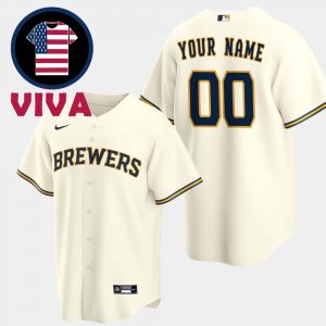 Milwaukee Brewers Nike Cream Home Replica Custom Jersey