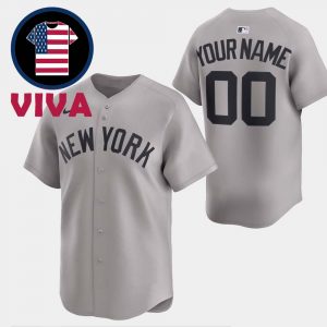 New York Yankees Gray Away Limited Nike MLB Custom Jersey