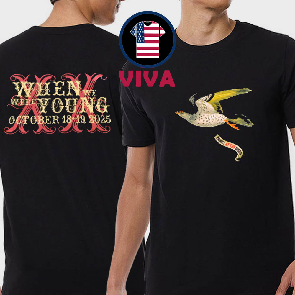 Panic When We Were Young 2025 At The Disco October 18th 19th Two Sided T-Shirt Panic When We Were Young 2025 At The Disco October 18th 19th Two Sided T-Shirt