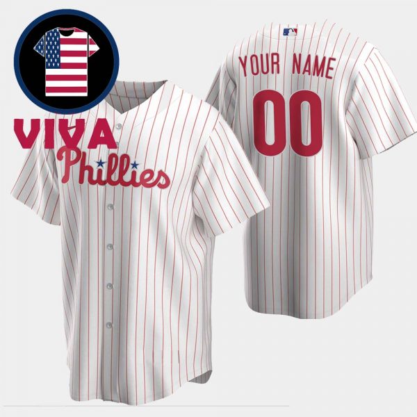 Philadelphia Phillies White Home Replica Nike MLB Custom Jersey
