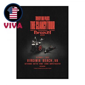 Twenty One Pilots Virginia Beach VA 2025 Veterans United Home Loans Amphitheater Breach The Clancy Tour Home Decor Poster Canvas