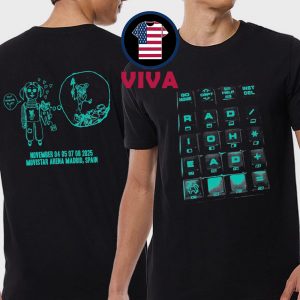 Radiohead Movistar Arena Madrid 2025 Spain On November 4 5 7 8 Two Sided T-Shirt